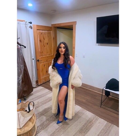 blue slit wedding guest dress - Picture 4 of 4